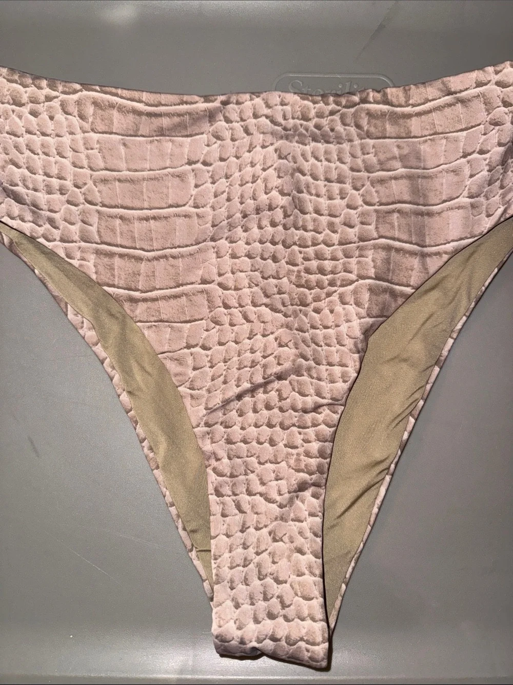Skims Signature Swim Mid Waist Bottoms Dune Crocodile Print Small